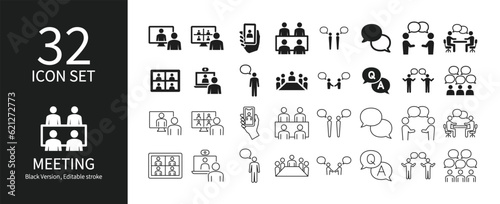 Meeting-related business icon set