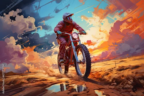Obraz Malarstwo abstrakcyjne; na rowerze