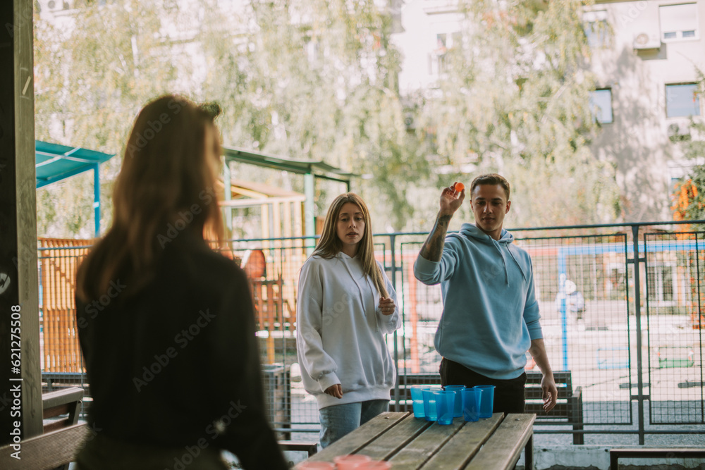 Fototapeta premium Playing beer pong