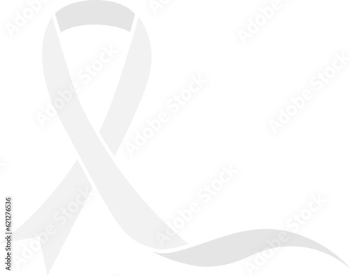 White awareness ribbon for supporting related causes like parkinson disease, elderly abuse and bone cancer.