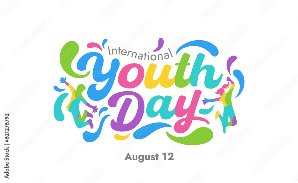 Simple Colorful International Youth Day Logo Typography in Geometric Splash Style