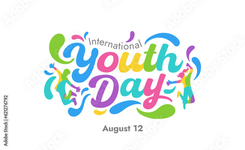 Simple Colorful International Youth Day Logo Typography in Geometric Splash Style