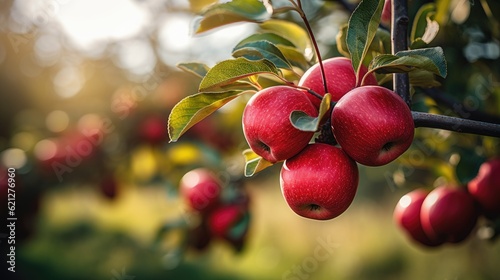 A Close-up Shot of Red Apples Growing in Apple Trees, Dry (No Water Droplets) © Cydonian Studios