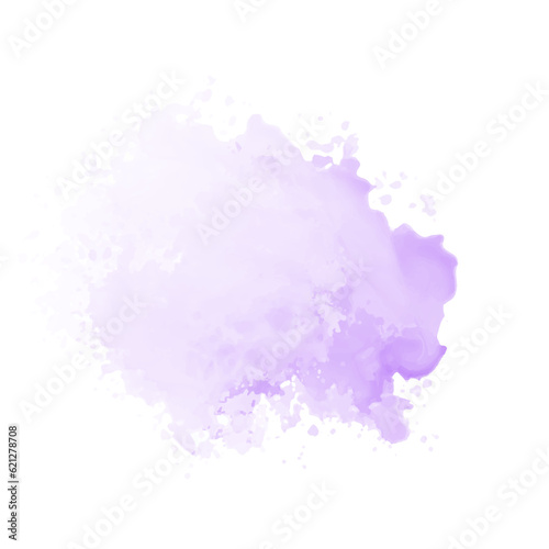 Abstract purple watercolor water splash on a white background. Vector watercolour texture in violet color. Ink paint brush stain. Purple soft light blot. Watercolor violet splash