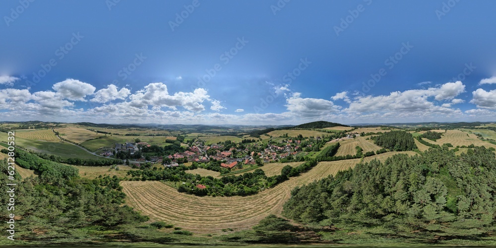 Hostice is a municipality and village in Strakonice District in the South Bohemian Region of the Czech Republic,czech village,aerial panorama landscape view