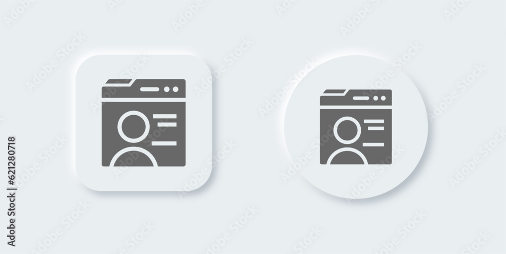 Profile solid icon in neomorphic design style. User signs vector illustration. Profile solid icon in neomorphic design style. User signs vector illustration.