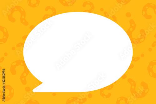 Question mark and bubble chat with copy space background. Yellow quiz banner template.