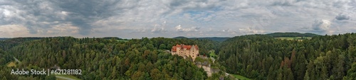 Bird's-eye view of Rabenstein Castle in Franconian Switzerland/Germany