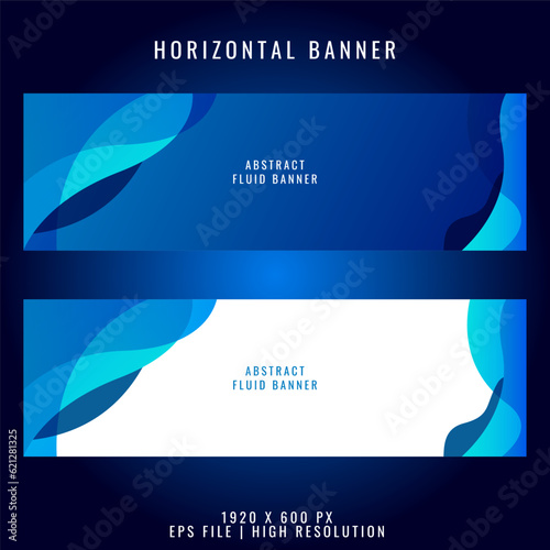 blue gradient abstract fluid horizontal banner design