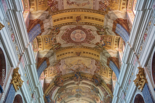 Fototapeta Naklejka Na Ścianę i Meble -  Decorated ceiling of Most Holy Virgin Mary, Queen of Poland, Holy Linden sanctuary in Swieta Lipka village.