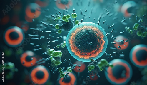 virus cell abstract science concept. generative AI photo