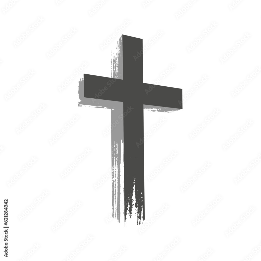 Grunge style christian cross for Ash Wednesday web banner or social graphic. The first day of Lent is a holy day of prayer and fasting.