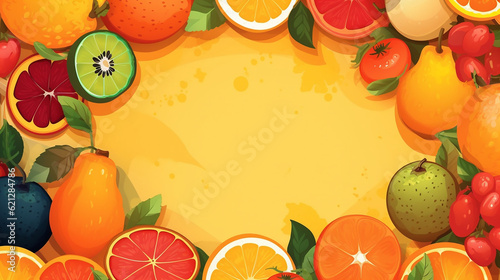 Healthy fruits and herbs decoration setting on background   Generative AI