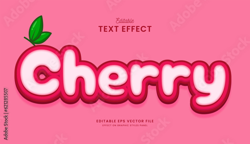 decorative cute pastel pink cherry editable text effect vector design