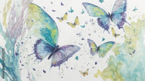 watercolor butterflies , isolated on white background