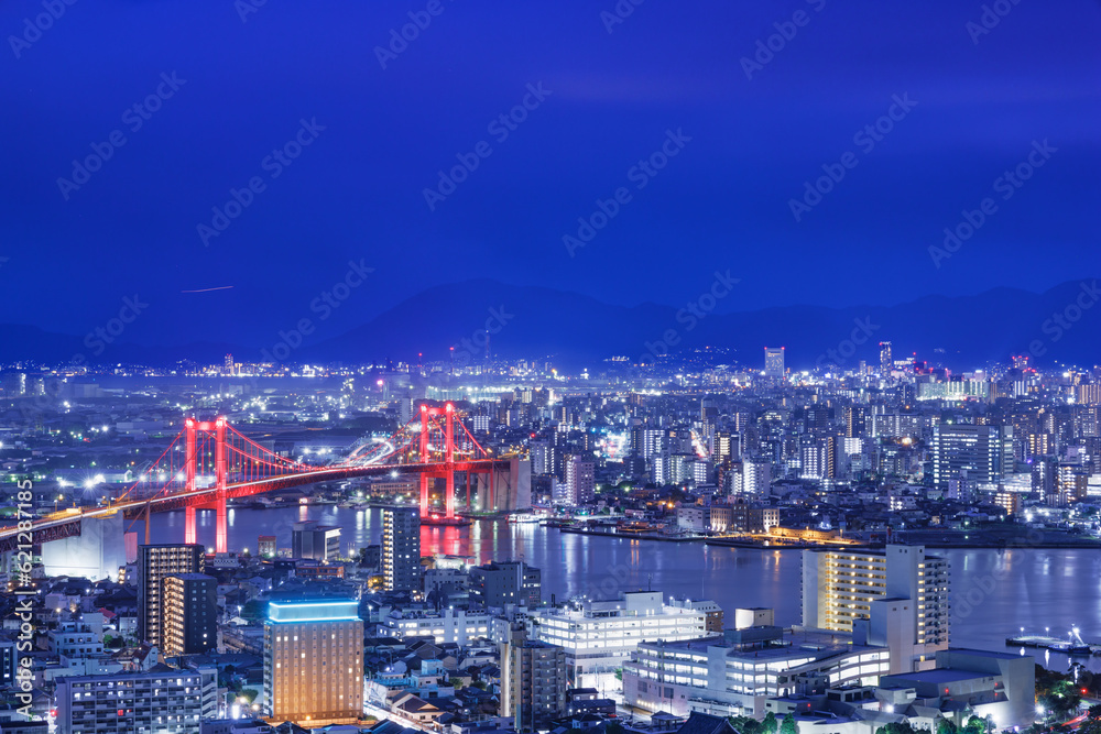 Naklejka premium 高塔山展望台から見る北九州小倉の景色
