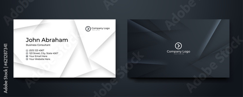 Modern business card template design. With inspiration from the abstract.Contact card for company. Two sided black and white. Vector illustration. Flat design.
