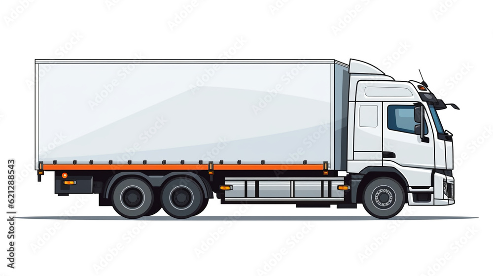 Semi trailer truck abstract silhouette on white background