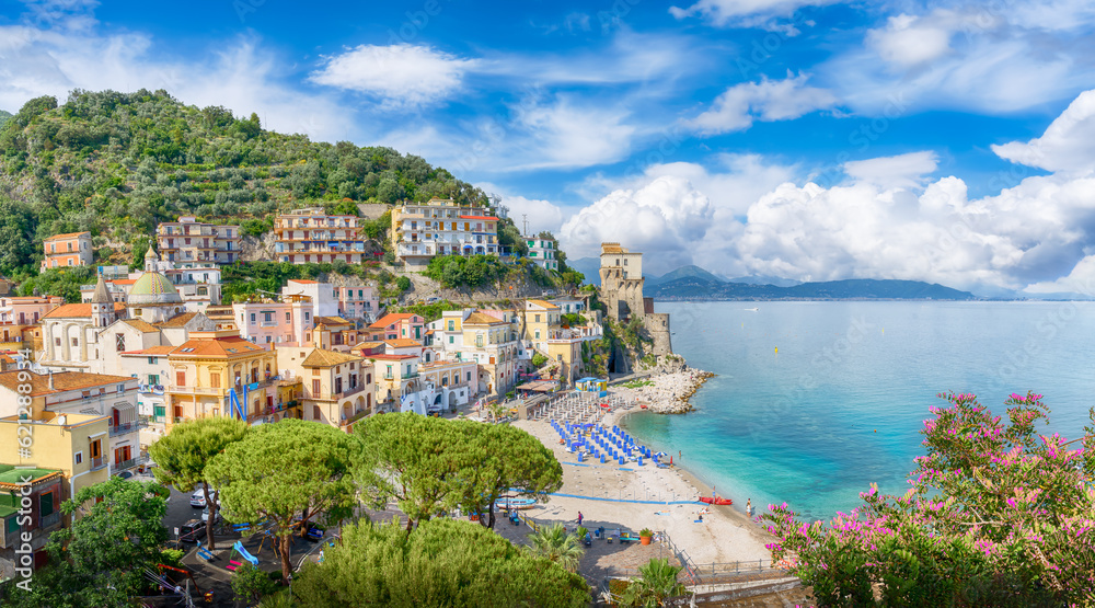 Landscape with Cetara town, Amalfi coast, Italy
