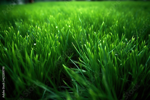 Blades of Green Grass on Lawn, generative AI
