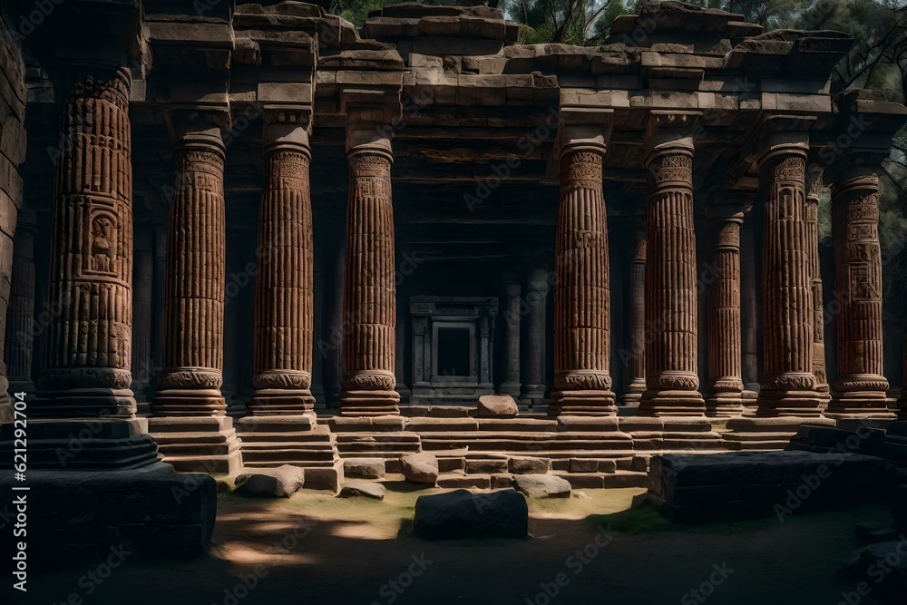 Fototapeta premium ancient temple in archaeological site country wallpaper and background generated by AI
