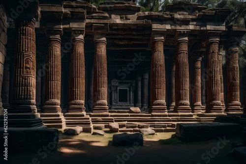 ancient temple in archaeological site country wallpaper and background generated by AI