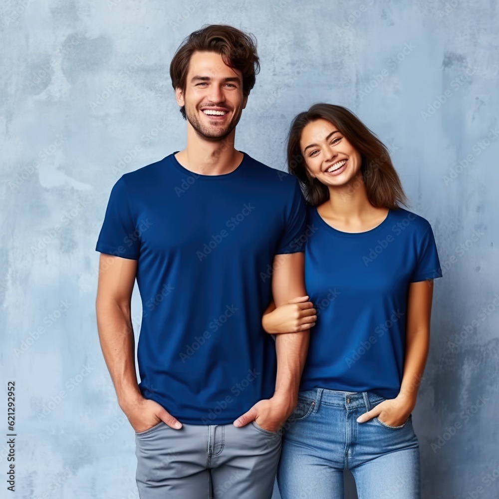 Illustration of a fashion portrait with plain t-shirt mockup, AI Generated Illustration of a fashion portrait with plain t-shirt mockup, AI Generated
