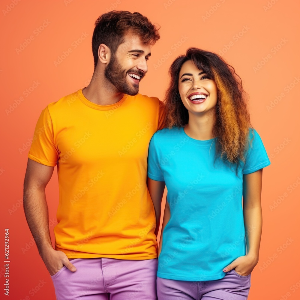 Illustration of a fashion portrait with plain t-shirt mockup, AI Generated Illustration of a fashion portrait with plain t-shirt mockup, AI Generated