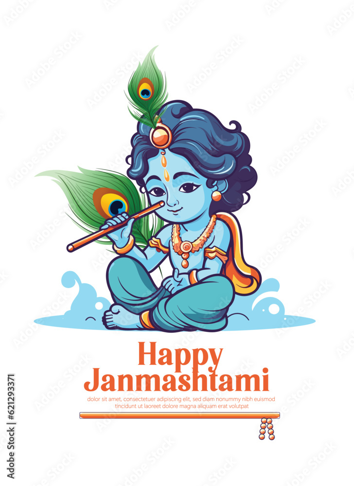 Beautiful vector illustration of Happy Krishna Janmashtami Stock Vector ...