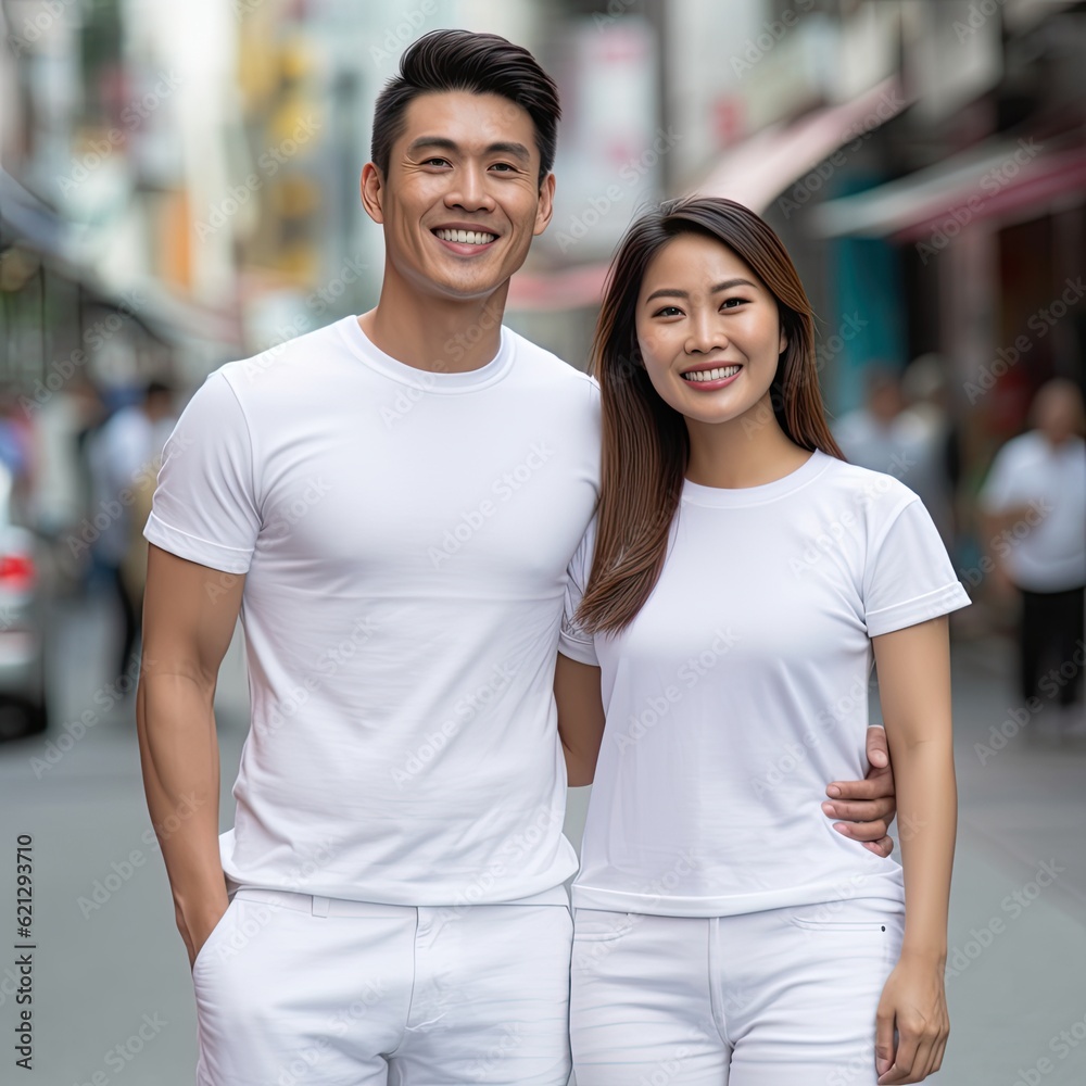 Illustration of a fashion portrait with plain t-shirt mockup, AI Generated Illustration of a fashion portrait with plain t-shirt mockup, AI Generated