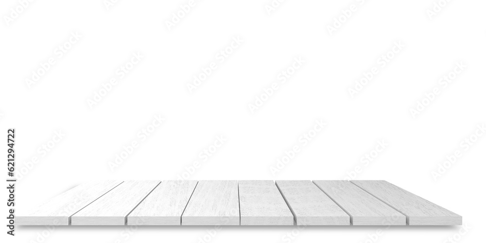 old isolated white wooden planks 3d illustration