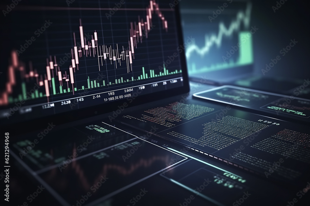 Online trading stock market and investment background. Generative AI. Online trading stock market and investment background. Generative AI.