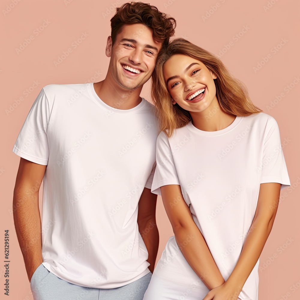 Illustration of a fashion portrait with plain t-shirt mockup, AI Generated Illustration of a fashion portrait with plain t-shirt mockup, AI Generated