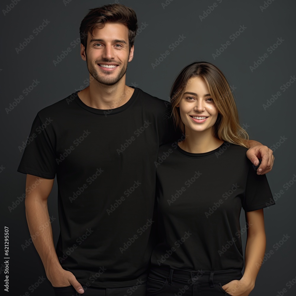 Illustration of a fashion portrait with plain t-shirt mockup, AI Generated Illustration of a fashion portrait with plain t-shirt mockup, AI Generated