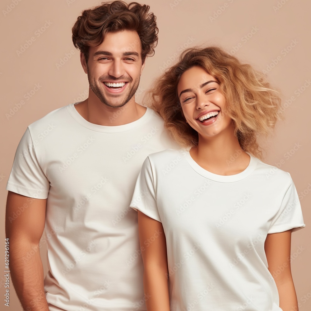 Illustration of a fashion portrait with plain t-shirt mockup, AI Generated Illustration of a fashion portrait with plain t-shirt mockup, AI Generated