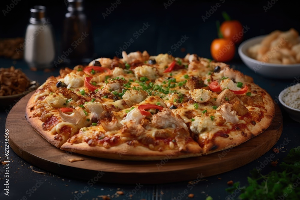 pizza with mushrooms and cheese.Spice up your life with Pizza