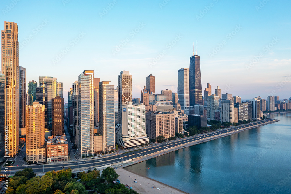 Aerial Chicago skyline
