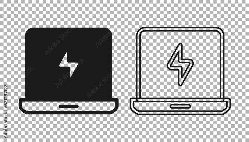 Black Laptop icon isolated on transparent background. Computer notebook with empty screen sign. Vector Black Laptop icon isolated on transparent background. Computer notebook with empty screen sign. Vector