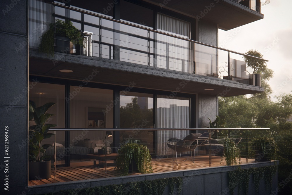 modern balcony, Generative AI