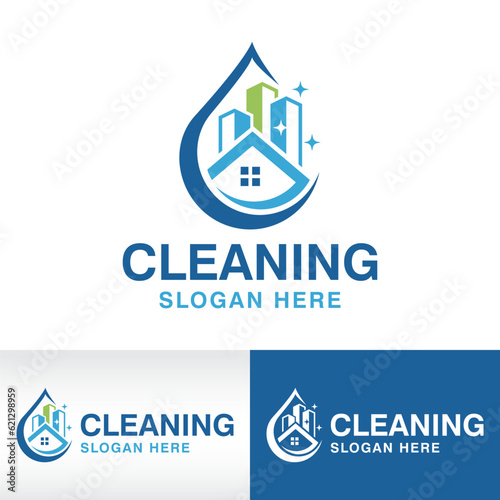 house residential commercial cleaning logo design vector icon symbol template