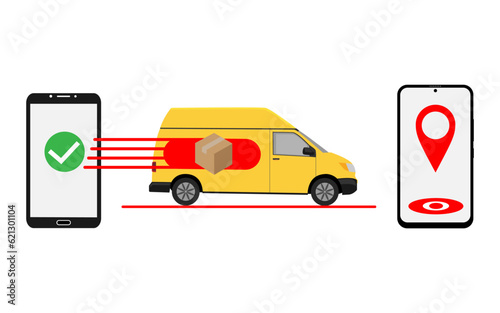 Making and confirming the delivery of something or ordering goods with subsequent delivery to the client, using a smartphone.