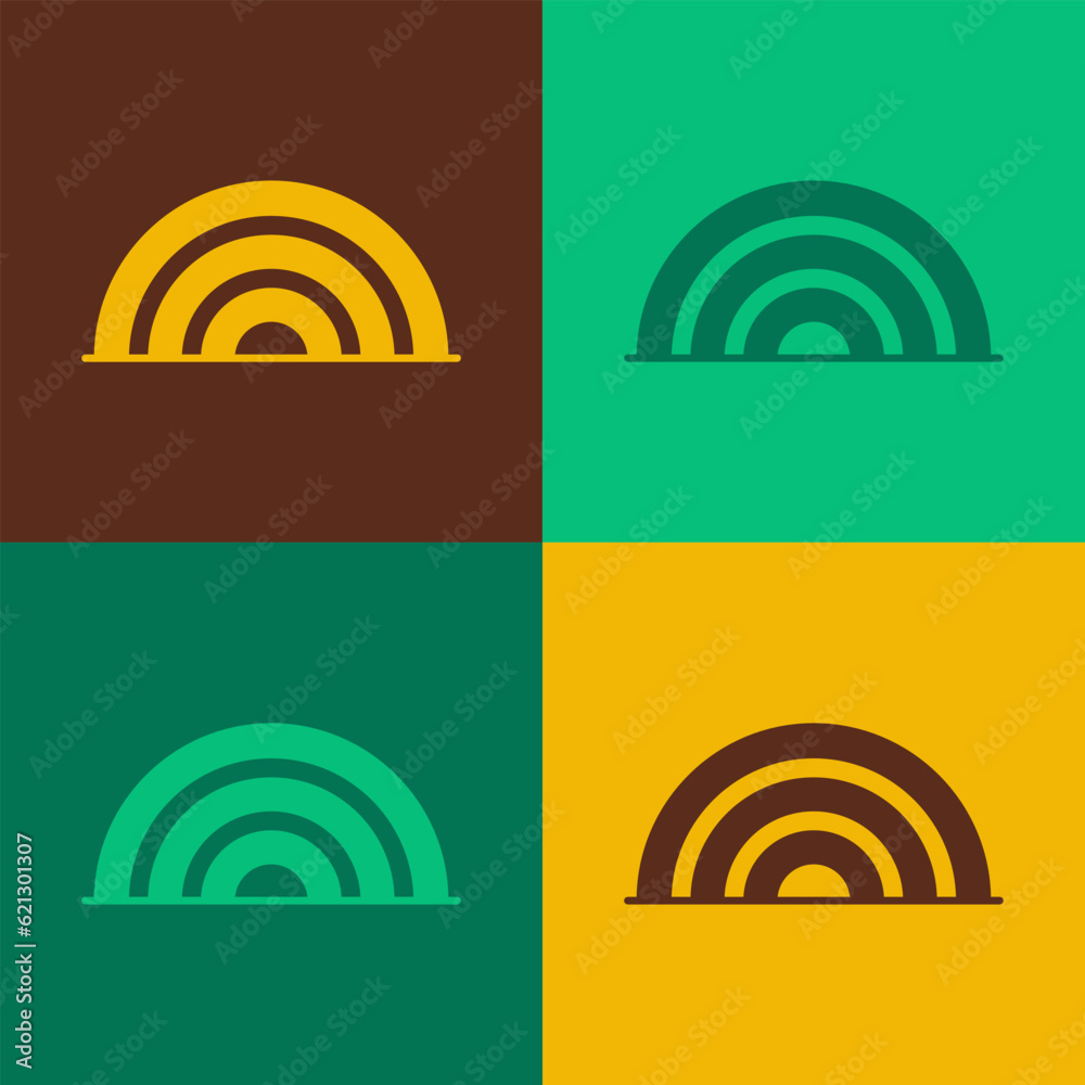 Pop art Rainbow icon isolated on color background. Happy Saint Patricks day. National Irish holiday. Vector Pop art Rainbow icon isolated on color background. Happy Saint Patricks day. National Irish holiday. Vector