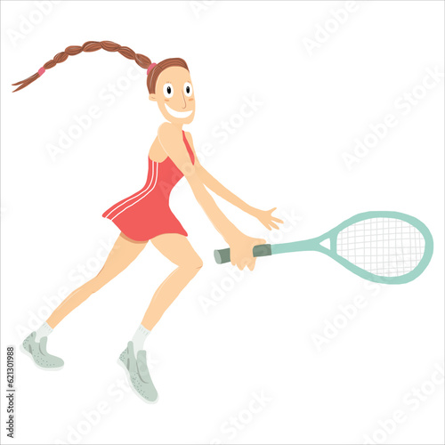 Tennis player girl with a racket. Vector illustration. © ANA TIAGO