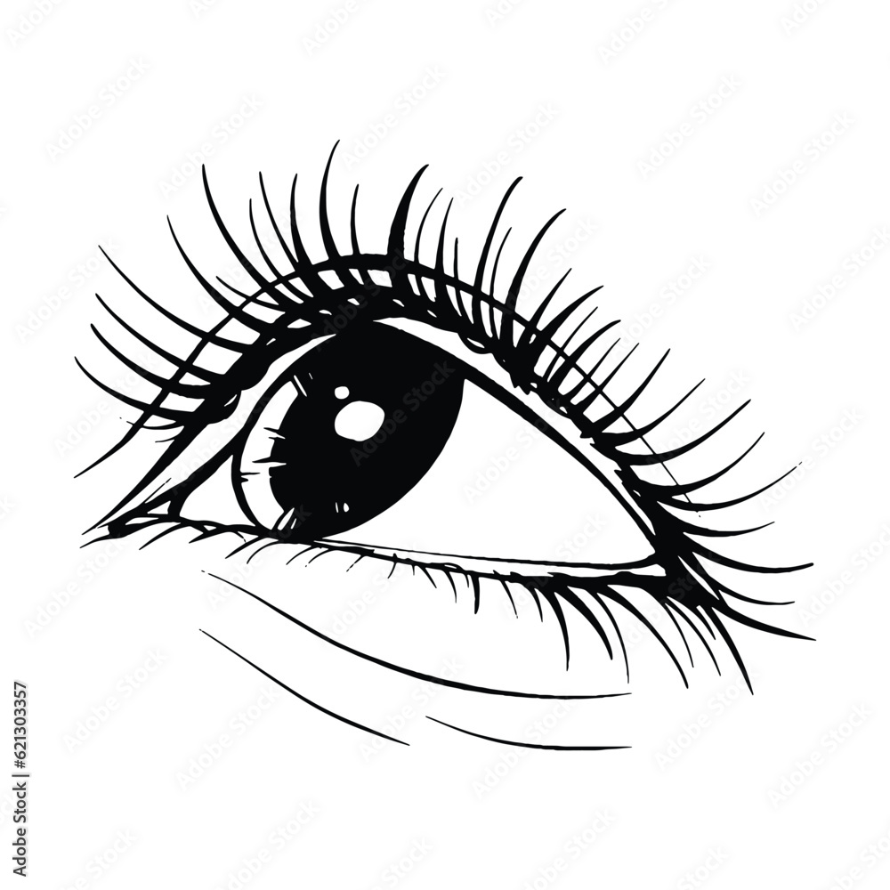 Obraz premium Beautiful hand drawn sketch eye vector illustration line art