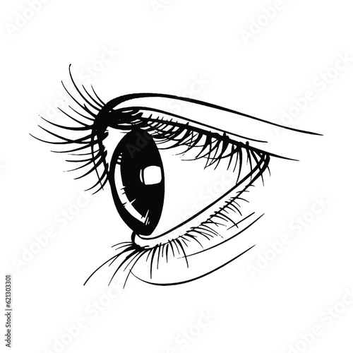 Beautiful hand drawn sketch eye vector illustration line art