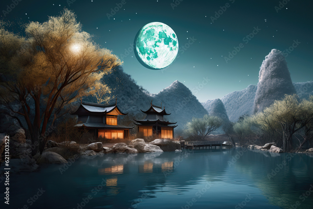 Obraz premium Beautiful Night Scenery of Ancient Chinese Architecture
