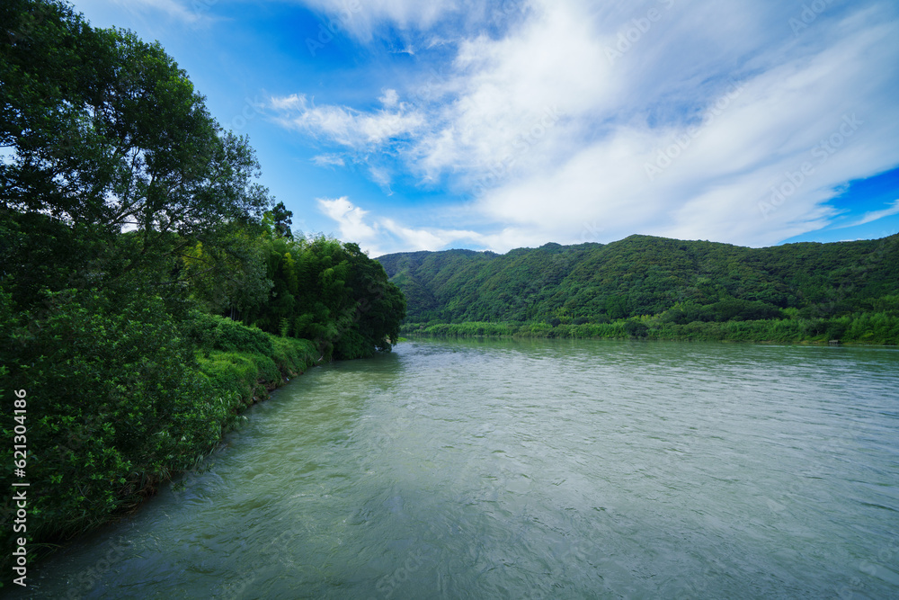 四万十川の沈下橋の風景 四万十川の沈下橋の風景