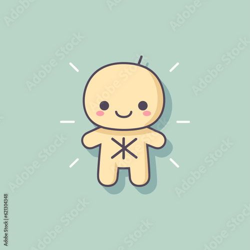 Playful Pal Flat voodoo Doll Icon, halloween icon