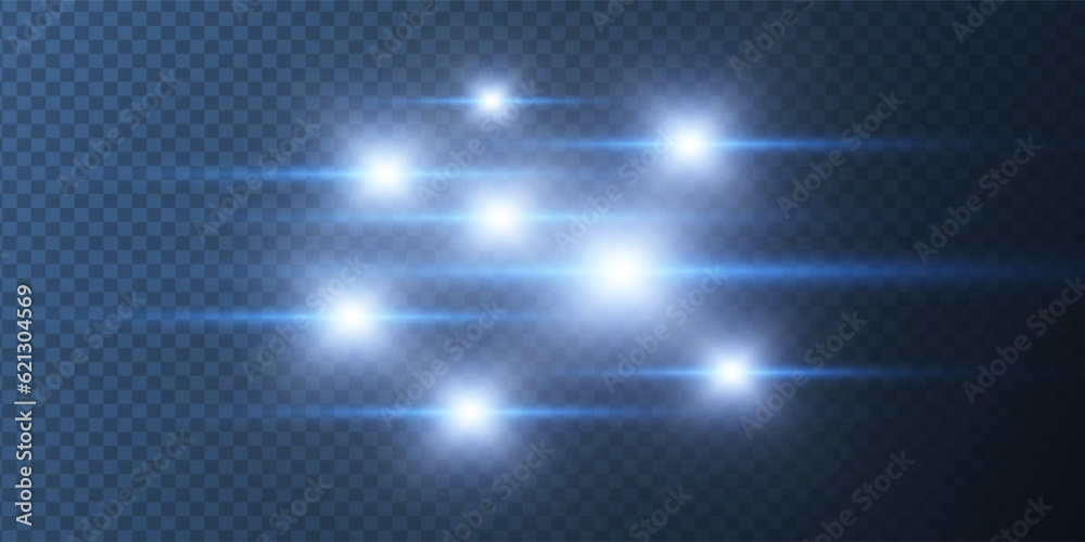 Realistic blue horizontal light rays isolated on transparent background. Luminous abstract sparkling lined effect. Glowing streaks collection. Illuminated bright stars. Glowing line of light. Vector Realistic blue horizontal light rays isolated on transparent background. Luminous abstract sparkling lined effect. Glowing streaks collection. Illuminated bright stars. Glowing line of light. Vector