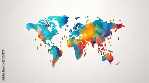 World population day illustrations generated from population composition maps.AI generated.